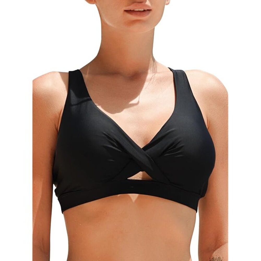 New RELLECIGA  Retro Front Tie Cutout Bikini Top